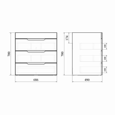 Тумба напольная MIRSANT Soho Quadro 70 (раковина Deep-70) (рак.264512 в комплект не входит)