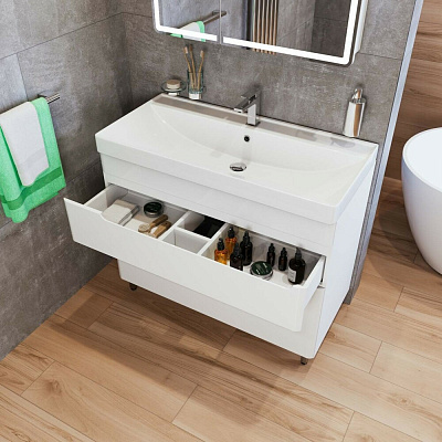 Тумба напольная MIRSANT Flat 100/2 (раковина Astra 100,Line 100) (рак. 268528, 268529 в комплект не входит)