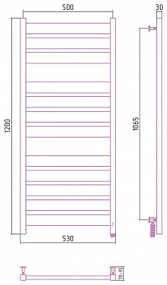 Полотенцесушитель электрический Сунержа Центурион 3.0 1200х500 Состаренная Латунь