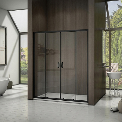 Душевое ограждение LATTE WTW-TD-170-C-B GoodDoor ЛА00049 черный профиль