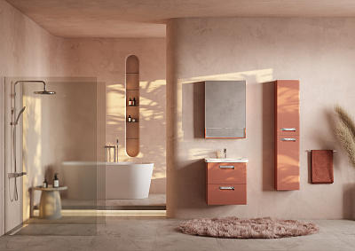 Тумба под раковину Roca The Gap Original 60, 2 ящика, терракота, ZRU9307837
