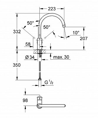 Смеситель для кухни GROHE BAU CLASSIC 31234000