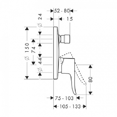 Смеситель для ванной Hansgrohe Metris 31493000 без механизма