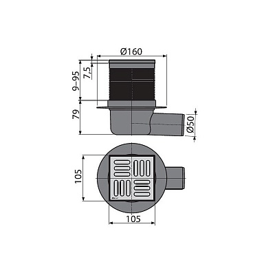 Сливной трап AlcaPlast APV1 105 x 105/50