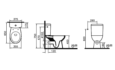 Унитаз-компакт безободковый VitrA S10 SmoothFlush с сиденьем микролифт 9864B003-7201