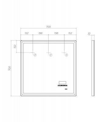 Зеркало в ванную 70х70 Vigo Geometry Media voice 700