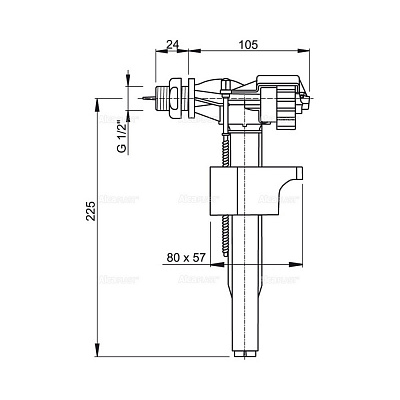 Впускной механизм с боковой подводкой AlcaPlast A15P-1/2"
