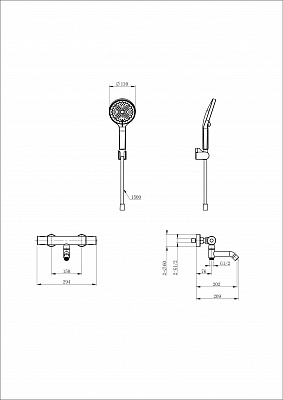 Смеситель для ванны с душем и термостатом Wonzon & Woghand INN 1, Черный матовый WW-B3013-A1-MB