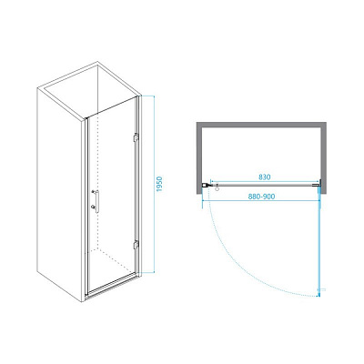 Душевая дверь 90х195 6 мм RGW Easy PA-06 B 41080609-14 чёрный прозрачное