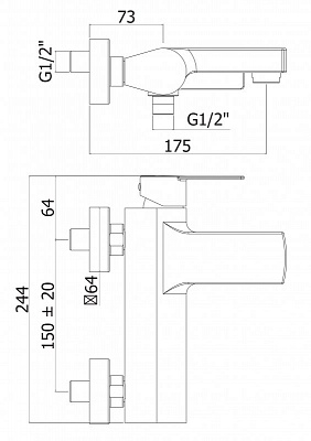 Смеситель для ванны и душа CEZARES OVEST-VDM OVEST-VDM-01