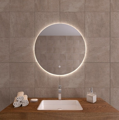 Зеркало в ванную 100 круглое с подсветкой и сенсором на касание с диммером и плавным пуском Caiman BingoEco