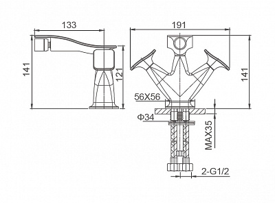 Смеситель для биде Wonzon & Woghand SHAKESPEARE, Хром WW-655001-CR