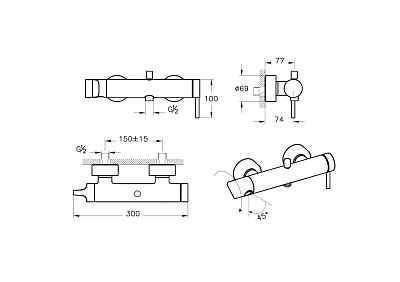 Смеситель для ванны/душа Vitra Origin A4261936 цвет матовый черный