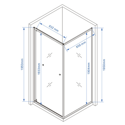Душевое ограждение 90х90 MONTEREY EX-508 квадрат хром прозрачное стекло 6мм (Side Sliding)
