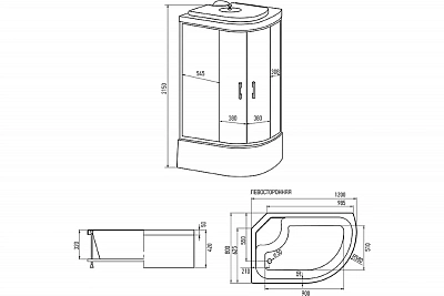Душевая кабина 120x80x215 Erlit с высоким поддоном, с сиденьем ER3512TPL-C2-RUS