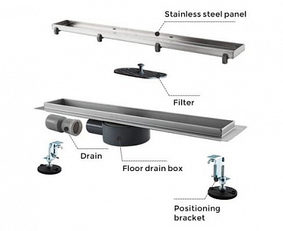 Душевой трап 70*500мм Gappo G85007-4 нержавеющая сталь