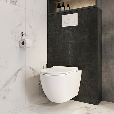 Инсталляция с унитазом VitrA Mia Round 9873B003-7205 комплект 3 в 1 с сиденьем микролифт безободковый