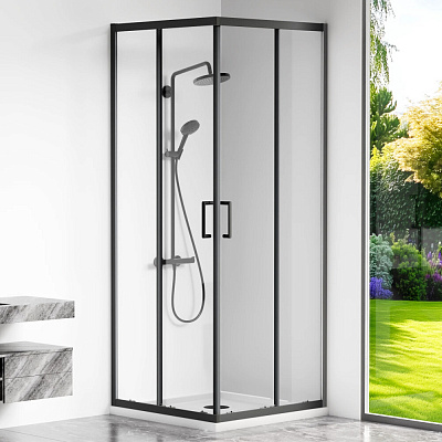 Душевой уголок GoodDoor Cube CR-90-C-B 90х90 черный КУ00020