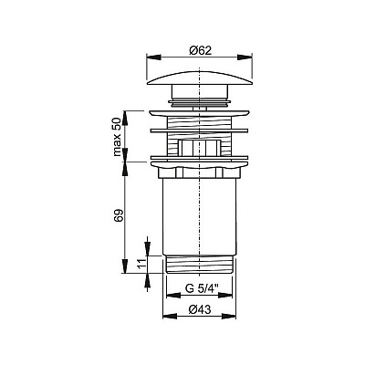 Донный клапан для раковины 1 1/4" Alcaplast CLICK-CLAK A392B