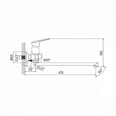 Смеситель для ванны с длинным изливом Iddis Torr TORSBL2i10WA