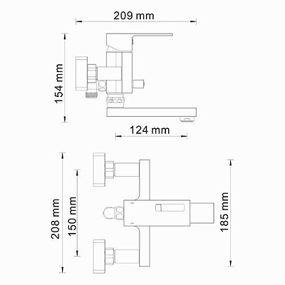 Смеситель для ванны с коротким изливом WasserKRAFT Alme 1501