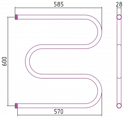 Полотенцесушитель водяной Сунержа Стилье М-образный 600х600 резьба-сгон 1"