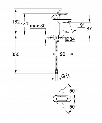 Смеситель для умывальника GROHE BAU EDGE 23330000