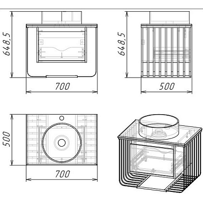Тумба подвесная Grossman ВИНТАЖ-70 см с 1-м ящ. веллингтон/металл черный (ум.GR-3013)