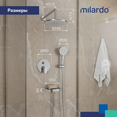Душевая система с тропическим душем Milardo Rora RORSB02M67
