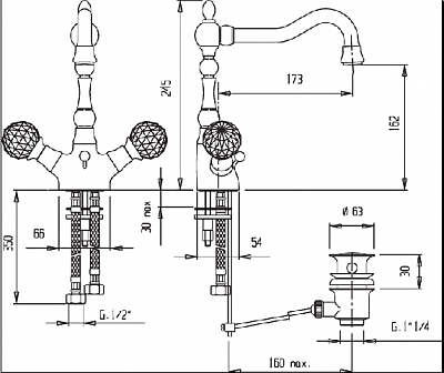 Смеситель для раковины CEZARES ATLANTIS-LS2-A ATLANTIS-LS2-A-02-Sw/M