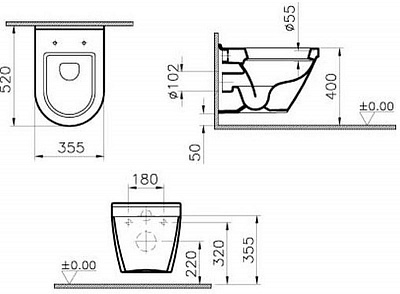 Унитаз подвесной Vitra S50 без сиденья 5318В003-0075