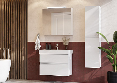 Тумба с раковиной Roca Oleta 80 белый глянец, 2 ящика, A857640806