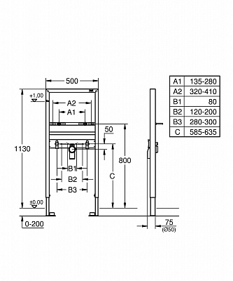 Инсталляция для раковины Grohe Rapid SL 38554001 без монтажных уголков