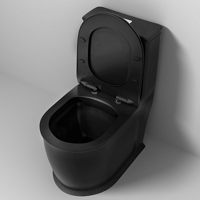 Унитаз напольный черный безободковый Grossman Retro GR-4492BMS матовый моноблок с тонким сиденьем