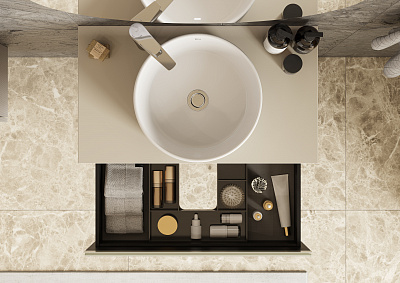 Тумба под раковину Roca Ona Ivory 800 слоновая кость, 2 ящика, ZRU9307862