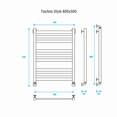 Полотенцесушитель водяной Energy Techno Style 800x500 EWTRTECHS0805000000
