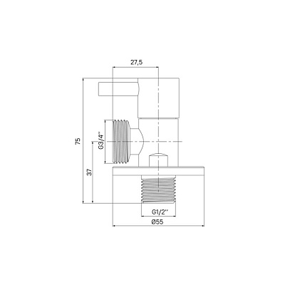 Кран угловой, с отражателем, 1/2; 3/4, кран-букса, латунь, IDDIS, 910B0Z4C4CZ