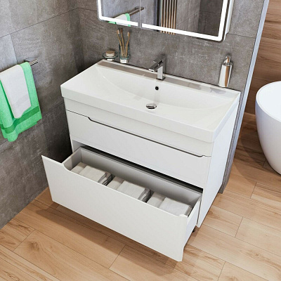 Тумба напольная MIRSANT Flat 100/2 (раковина Astra 100,Line 100) (рак. 268528, 268529 в комплект не входит)