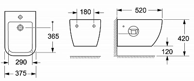 Биде подвесное с креплением  Belbagno GENOVA  BB1104BH