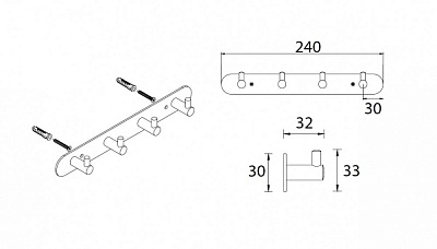 Планка 4 крючка Fixsen Hotel FX-31005-4