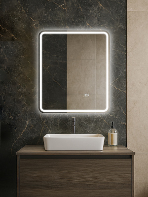 Зеркало 60х70 Аврора Люкс Monterey с подсветкой, термообогревом, часами с термометром и сенсором на взмах,