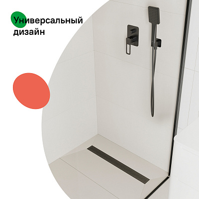 Лоток душевой, сифон 360, комб. затвор, перфор. решетка, 700мм IDDIS 975B7BL20DZ черный