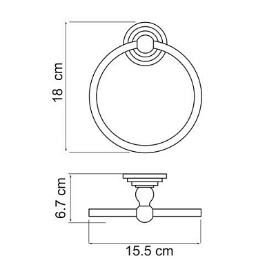 Держатель полотенец кольцо WasserKRAFT Ammer K-7060