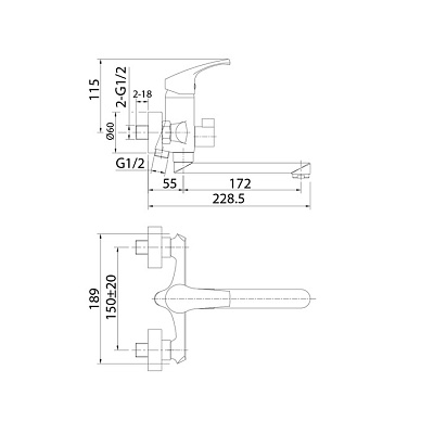 Смеситель для ванны 426924 Sterm STESB02M02