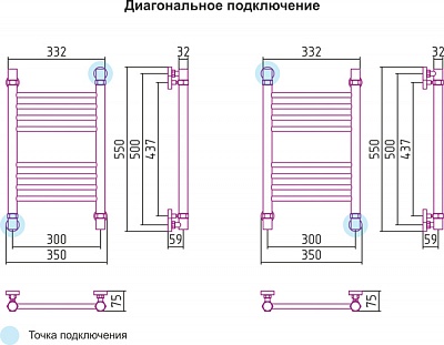 Полотенцесушитель водяной Сунержа Богема прямая 500х300 Хамелеон
