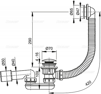 Сифон для душевого поддонa Alcaplast A503KM click/clack