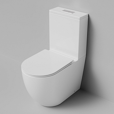 Унитаз напольный Grossman GR-4494SQ безободковый, белый с тонкой крышкой, микролифт, смыв