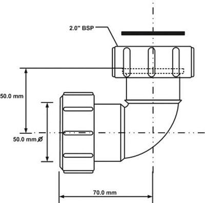 Отвод McALPINE 50 FS (D=50мм) на 90гр