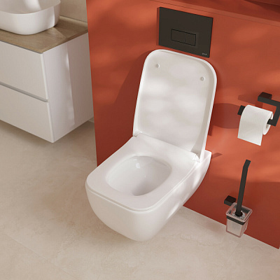 Инсталляция с унитазом VitrA Shift 9855B003-7206 комплект 4 в 1 с сиденьем микролифт безободковый Rim-ex цвет клавиши хром