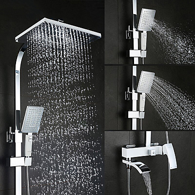Душевая система с тропическим душем Gappo G07-8 G2407-8, белый/хром